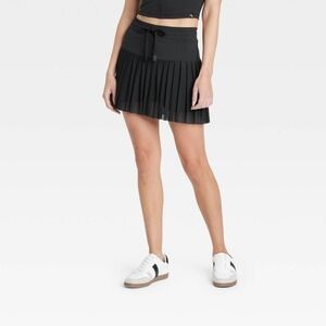 JoyLab Women's Mesh High -Rise Pleated Tennis Skirt Skort BLACK Size M
